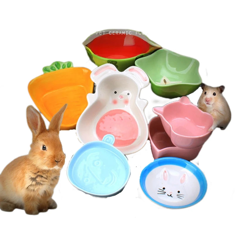 Colorful Rabbit ceramic bowl ceramic bowl for Dutch pig hamster dragon cat feed box rabbit Heart Shaped Bowl