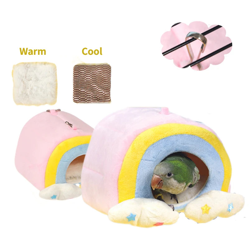 1pc Rainbow style Birds Bed Mini Cage Rabbit Squirrel Mat Guinea Pig Nest Hamster House Small Pets Sleeping Bed Pet Hanging Cage