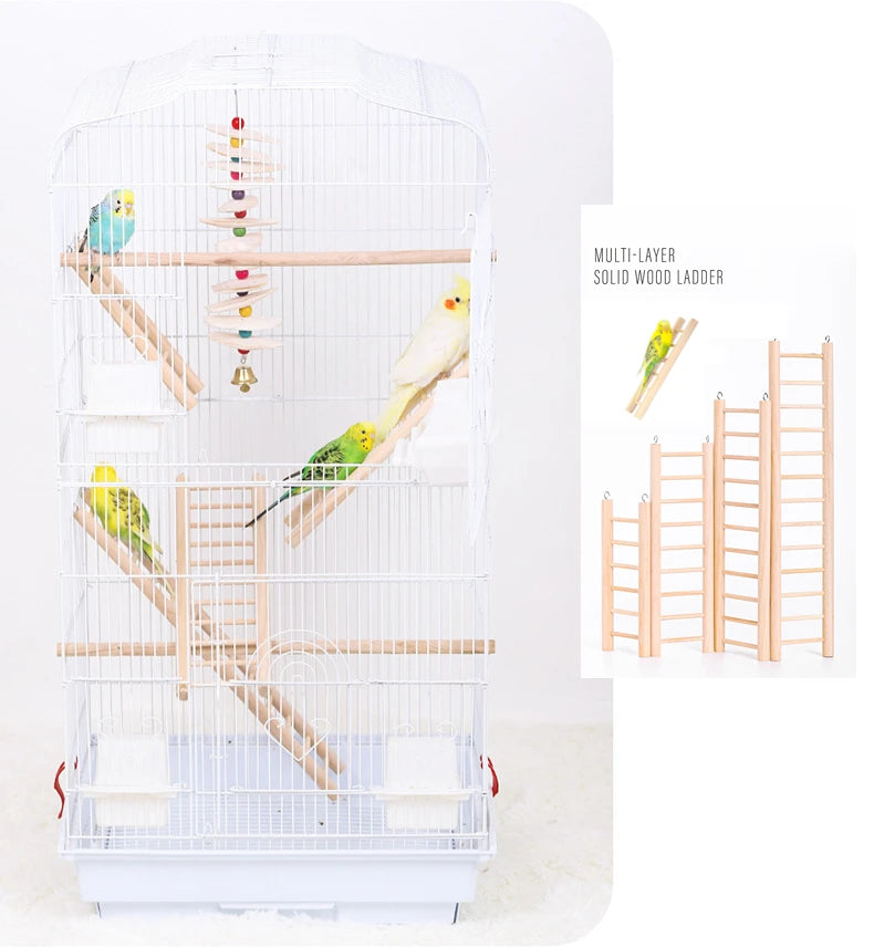 Birdie Basics Ladder Hanging 13-Step Wood Ladder Bird Toys Bird Ladder Parrot Step Ladders Cage Hanging Bird Climbing Toy 4 Size