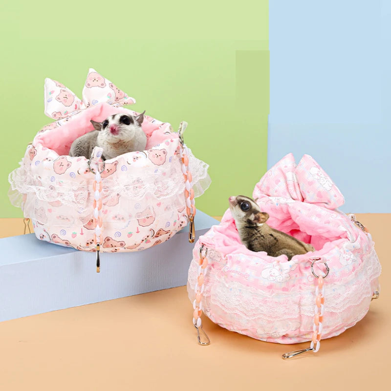 Pink Pet House Guinea Pig Ferrets Hamsters Hedgehogs Rabbits Rats Super Warm Hamster Cage Accessories Small Animal Hanging Bed