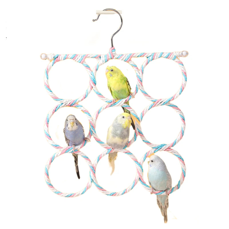 Bird Rope Climbing Ladder Climbing Rope Net Parrot Hanging Swing Perch for Parakeets Cockatiels Conures Lovebirds Rats (Random)