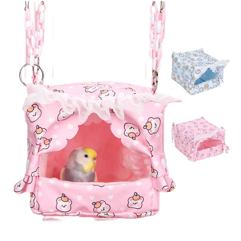 Sugar Glider Warm Bed Hanging Bed Chinchilla Hamster Nest Small Animal Hammock Guinea Pig Sleeping Bag Rest Thicken Cage Flannel