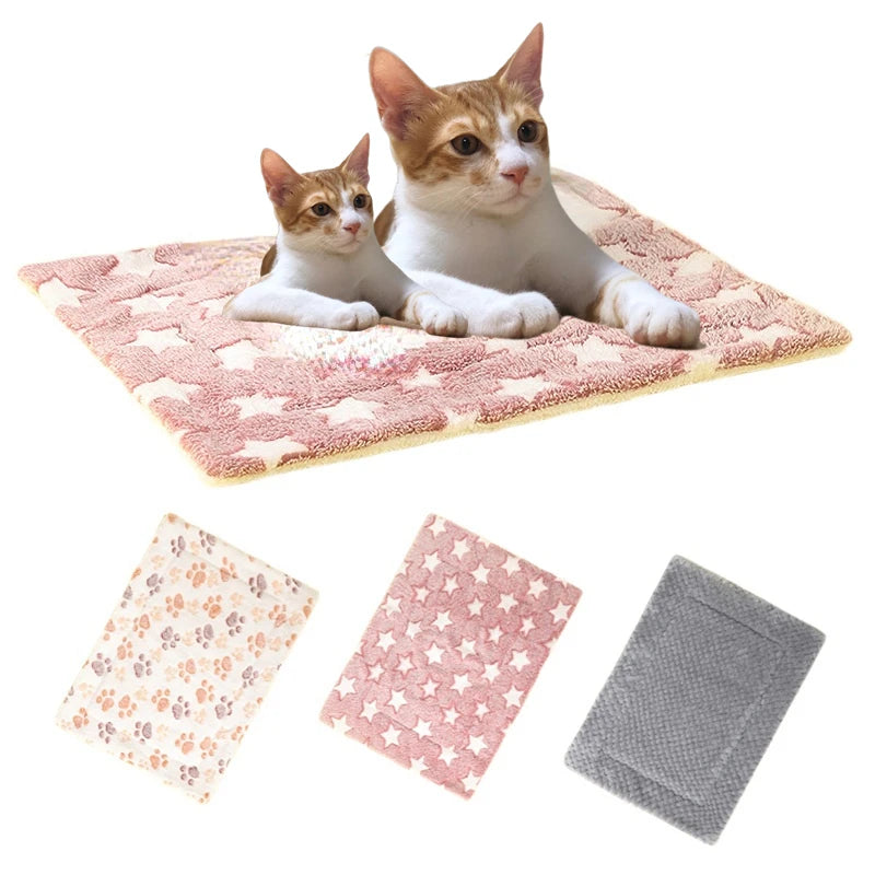 Soft Cat Bed Mats Short Plush Pet Sleeping Bed Mats for Cats Small Dogs Cute Pet Pad Blanket Warm Kitten Cushion Cat Accessories