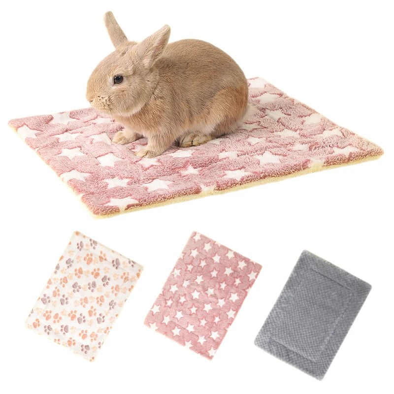 Flannel Warm Rabbit Mat for Autumn and Winter Comfortable and Soft Small Pets Sleeping Mat for Cats Pet Nests At Home