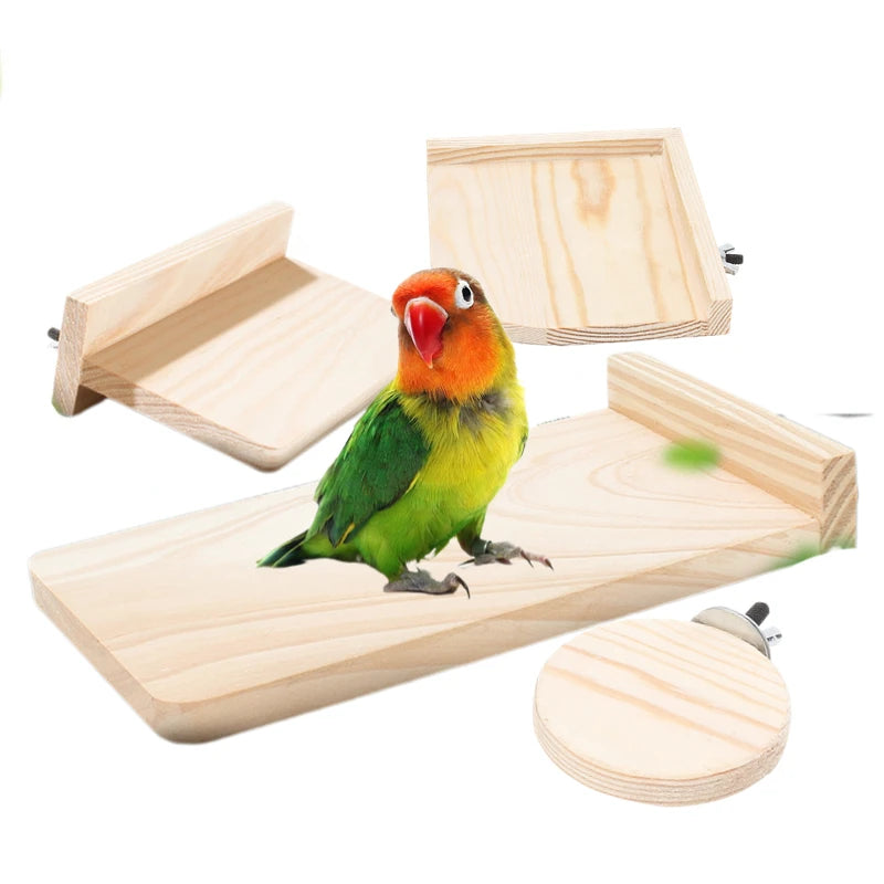 Parrot Bird Wood Perch Stand Platform Rectangle Fan-shaped Shelf Stand Board For Cockatiel Hamster Gerbil Rat Budgie Parakeet